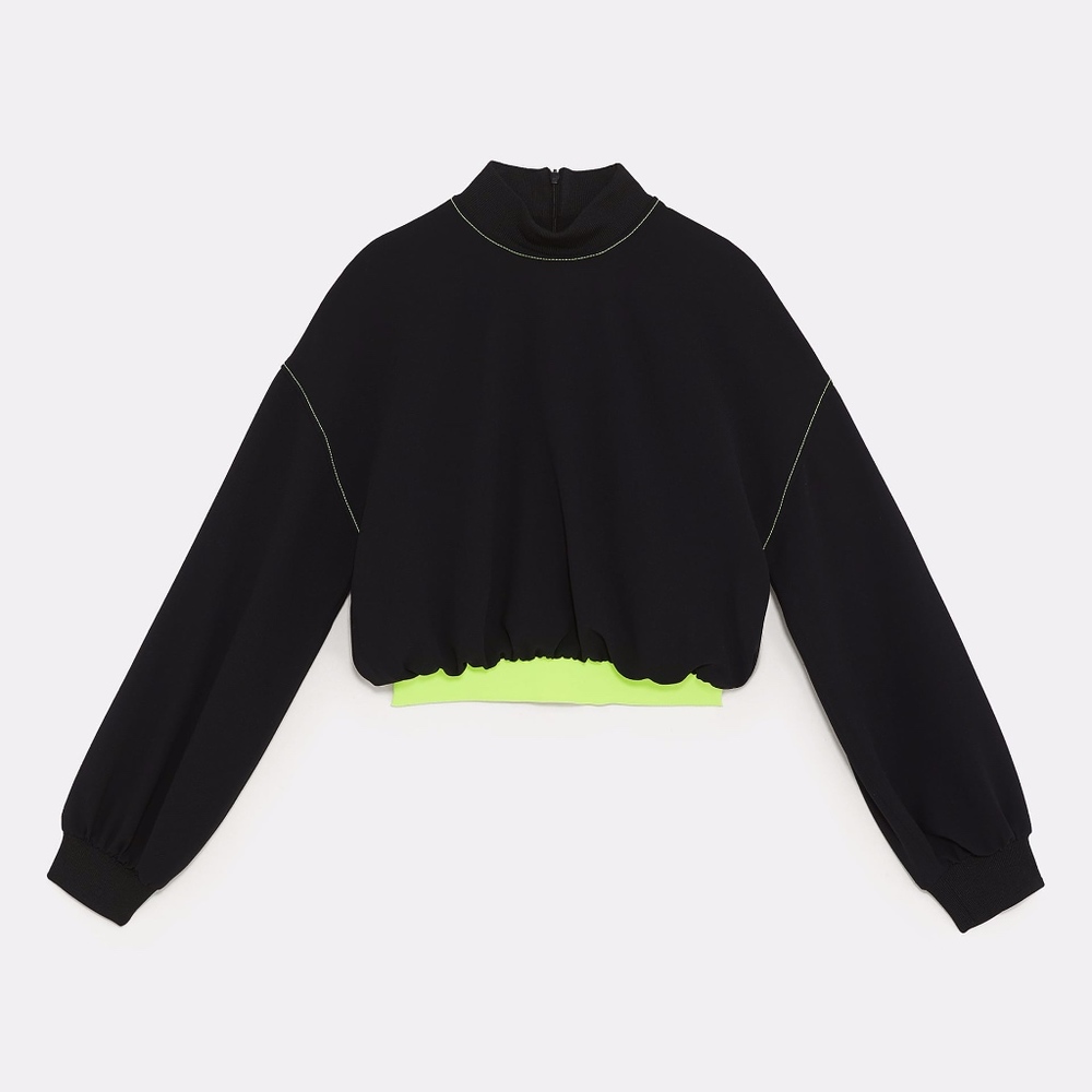 Zara Mock Neck Long Sleeve Athletic Crop Sweater